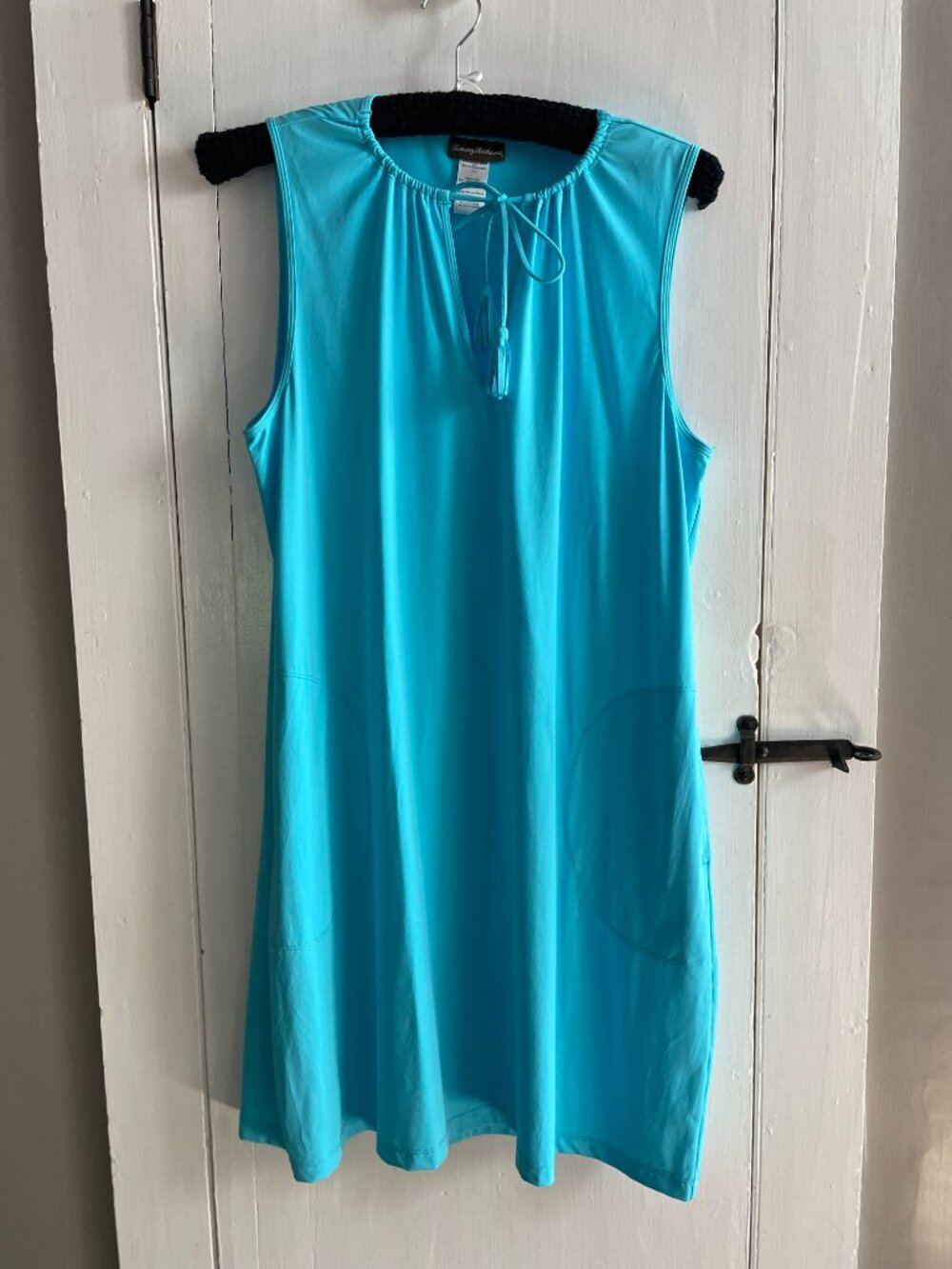 Tommy Bahama Sleeveless Turquoise Tassel Tie Dress Beach Cover Up UPF50 Size M